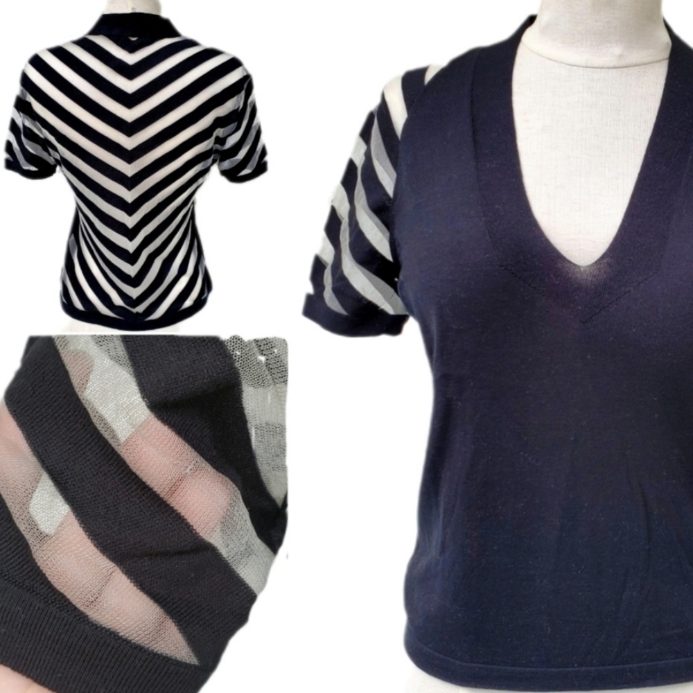 Vintage Valentino Top Black & White Small Medium
